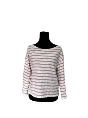 a.n.a White & Red Striped Long-Sleeve Boatneck Top